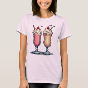 Dos deliciosos batidos de camiseta gráfica femenin