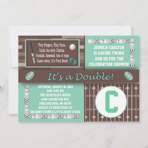 Dos deportes Bebés Invitación a la Ducha Verde