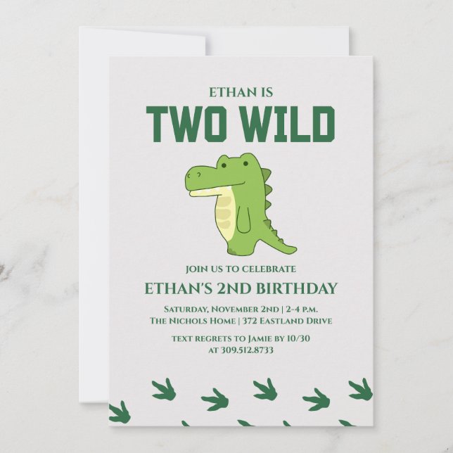 Dos dinosaurios silvestres invitaciones a la fiest (Anverso)