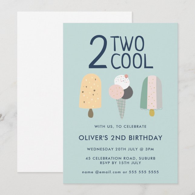 Dos divertidas invitaciones de cumpleaños Segundo  (Anverso / Reverso)