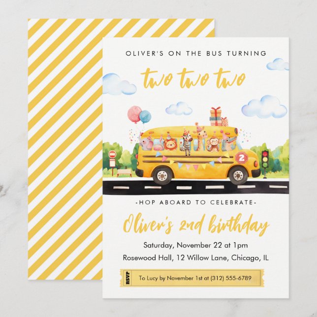 Dos dos autobuses escolares dos Invitación al segu (Anverso / Reverso)