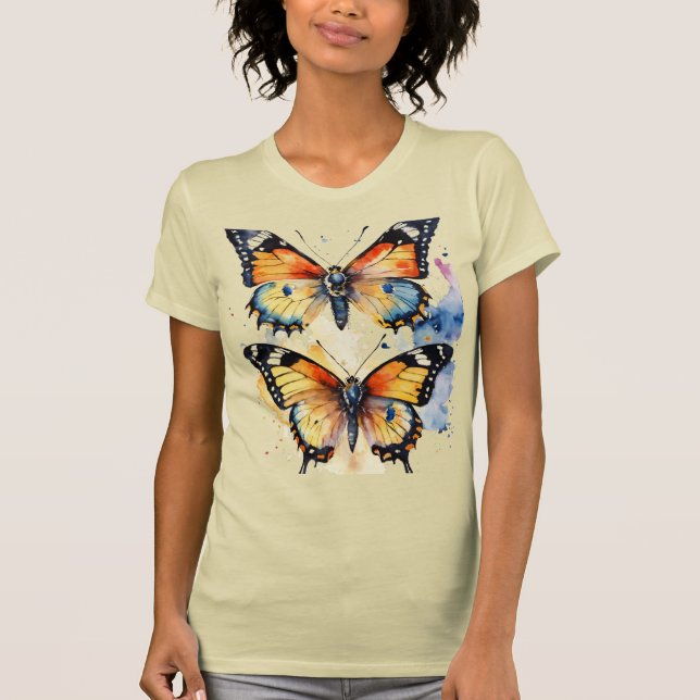 Dos duchas multicolores y mariposas camisetas para (Anverso)