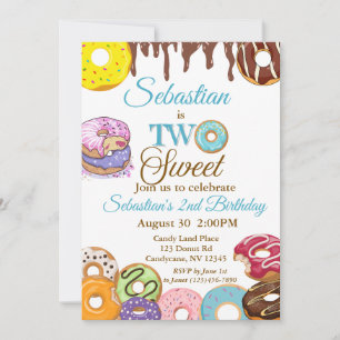 "DOS Dulces" Invitación de cumpleaños de Donut 2