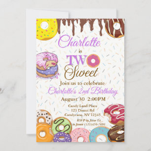 "DOS Dulces" Invitación de cumpleaños de Donut 2