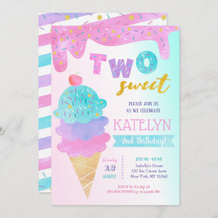 Dos dulces invitaciones a la fiesta de cumpleaños 