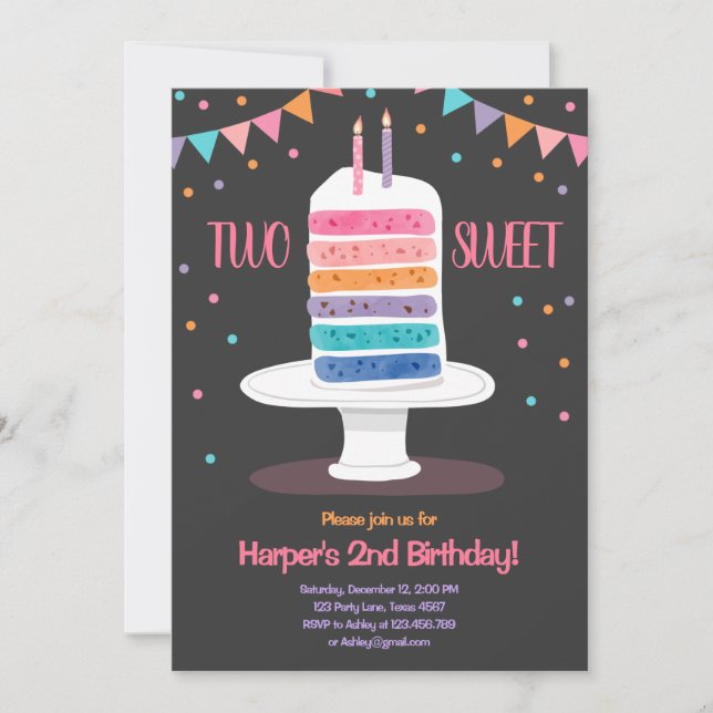 Dos dulces invitaciones al arco iris para el segun (Anverso)