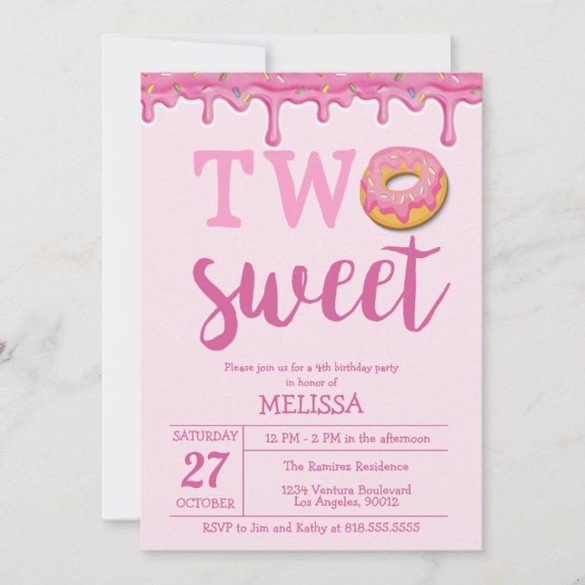 Dos dulces invitaciones de cumpleaños (Anverso)