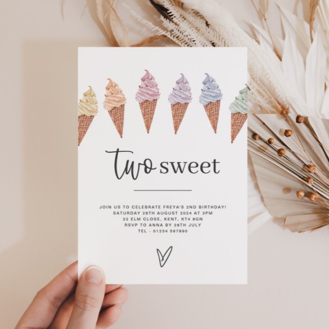 Dos dulces invitaciones para el cumpleaños (Two Sweet Icecream Birthday Invitation)