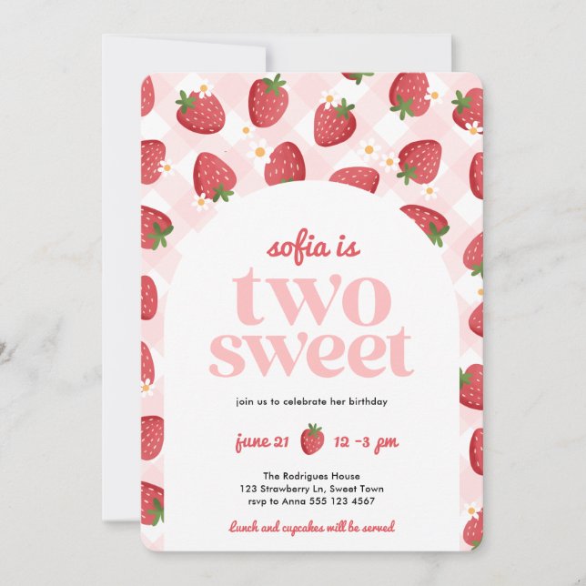 Dos dulces invitaciones para el segundo cumpleaños (Anverso)