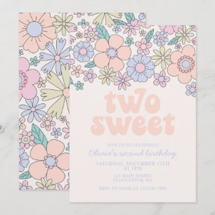 Dos dulces invitaciones retro florales para el seg