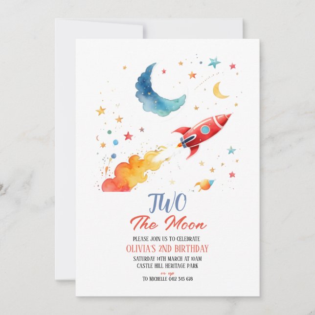 Dos el cohete y estrella de la invitación al segun (Anverso)