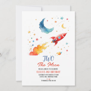Dos el cohete y estrella de la invitación al segun