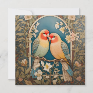 Dos elegantes Lovebirds Vintage Floral