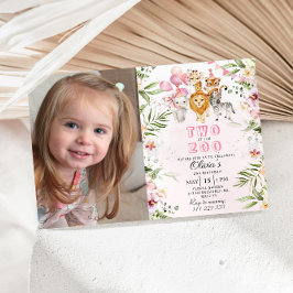 Dos en la invitación de cumpleaños del zoo safari