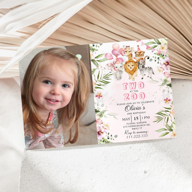 Dos en la invitación de cumpleaños del zoo safari (Subido por el creador)