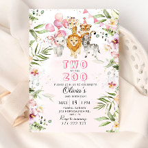 Dos en la invitación de cumpleaños del zoo safari