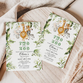 Dos en la invitación de cumpleaños del zoo safari