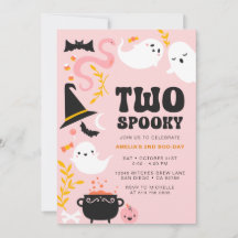 DOS ESPANTOSOS Invitación de fantasma rosa linda y