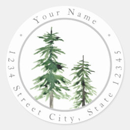 Dos etiquetas de pinos acuarelas