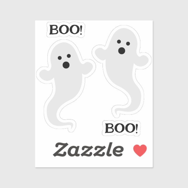 ¡Dos fantasmas con BOO! Pegatina de vinilo con for (Hoja)