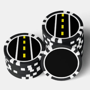 Dos fichas de póquer Lane Road (negro, blanco y am