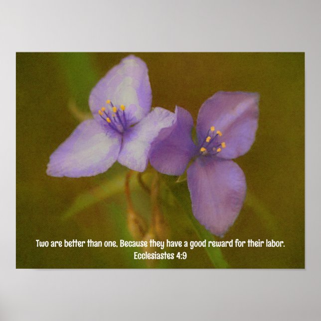 Dos flores moradas Biblia contra Poster de arte (Frente)