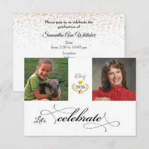 Dos fotos de elegante invitación a fiesta de gradu