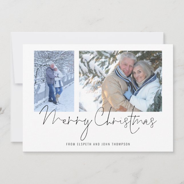 Dos fotos Script Merry Christmas Card (Anverso)