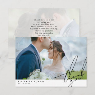 Dos fotos Tarjeta de agradecimiento de boda con le