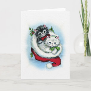 dos gatitos de navidad vintage