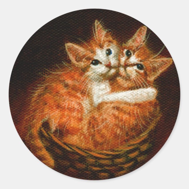 Dos gatitos en Pegatinas de cesta (Anverso)
