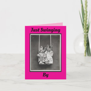 Dos Gatitos En Una Tarjeta De Swing