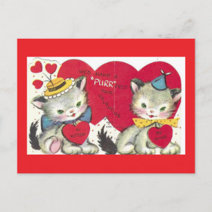 Dos gatitos lindos tarjeta postal vintage del día