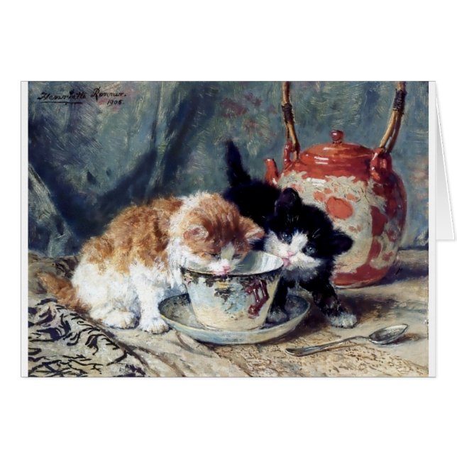 Dos gatitos que tienen la fiesta del té (Anverso (Horizontal))