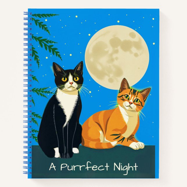 Dos gatos bajo el diario de la luna llena (Anverso)