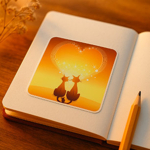 Dos gatos con amor Pegatinas