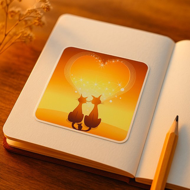 Dos gatos con amor Pegatinas (Subido por el creador)