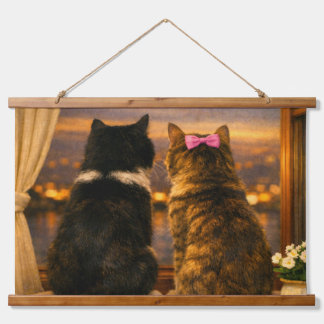 Dos gatos en la ventana – Tapiz de pared al anoche