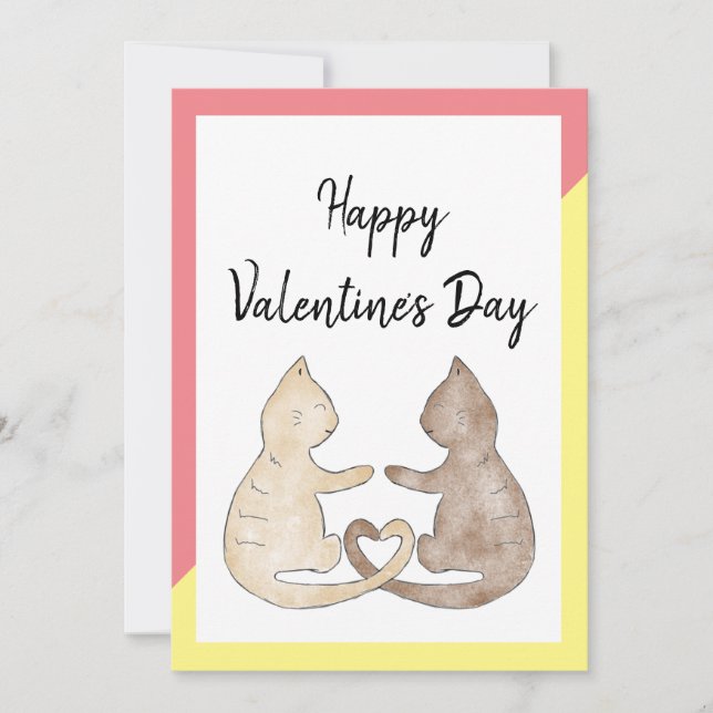 Dos gatos enamorados - Feliz tarjeta de San Valent (Anverso)