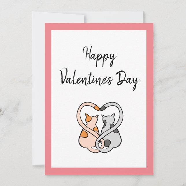 Dos gatos enamorados - Feliz tarjeta de San Valent (Anverso)