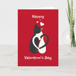 Dos gatos enamorados tarjetas de vacaciones doblad