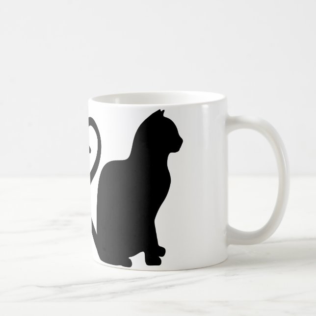 Dos gatos hacen una taza de café de silueta cardía (Derecha)