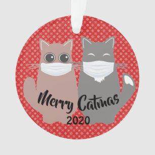 Dos Gatos Mascados 2020 Ornamento Acrílico