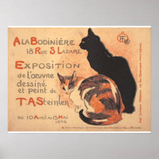 Dos Gatos Póster de Arte Nouveau Francés de T.A. S