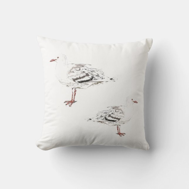 Dos gaviotas acuarela Cojín decorativo Cushion (Anverso)