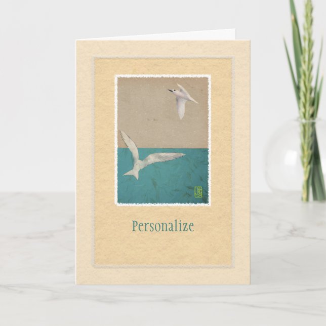 Dos gaviotas de papel Arte Personalizar Tarjeta de (Anverso)