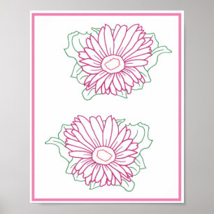 Dos girasoles rosados contornos, Pósters
