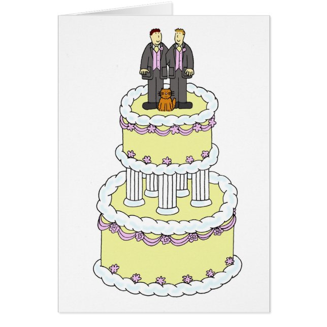 Dos grooms y un gato Boda felicitaciones (Frente)