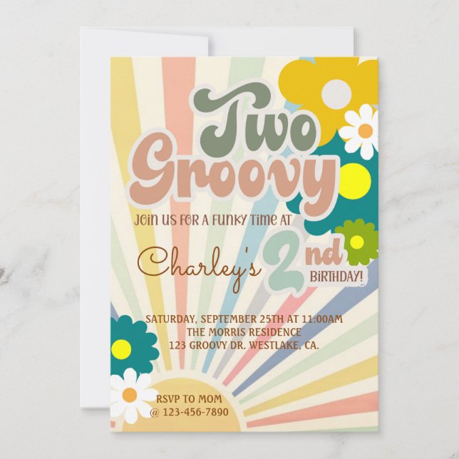DOS GROOVY, 2DO CUMPLEAÑOS, SOL, Invitación (Anverso)