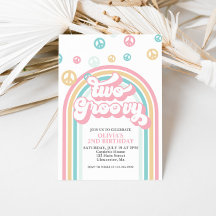 Dos Groovy Invitación al Arcoiris Retro de Verano